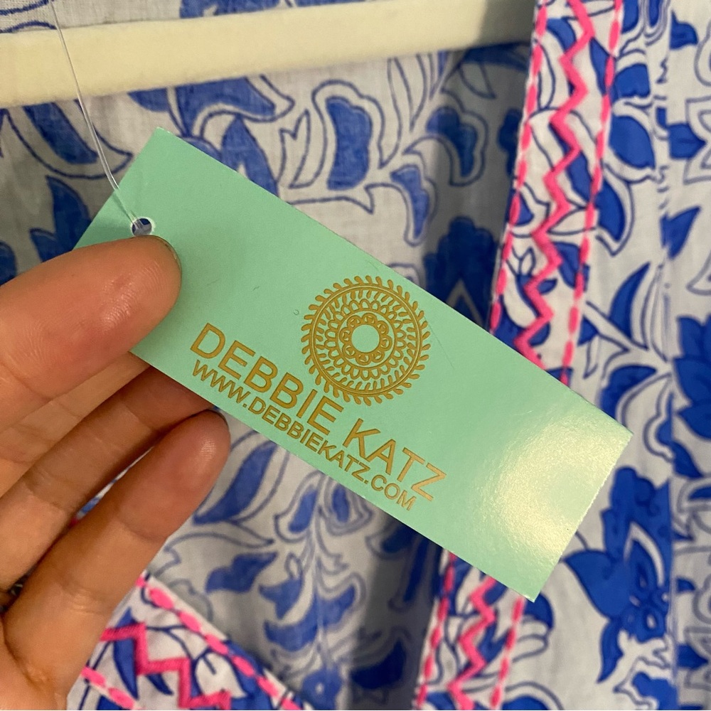DEBBIE KATZ Floral Blue Maxi Dress/Beach Coverup - Picture 8 of 12